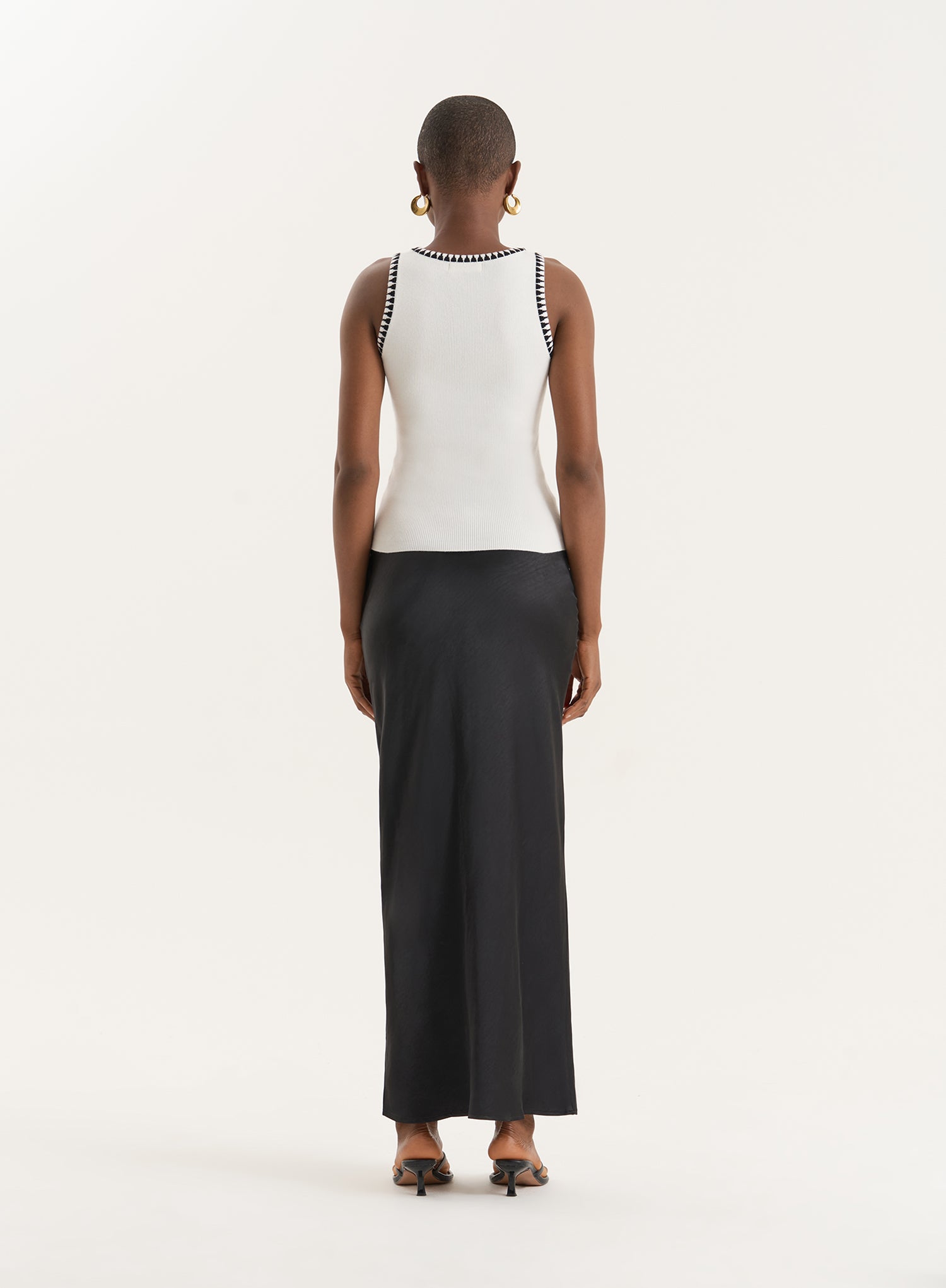 Cream Knitted Contrast Stitch Vest Top